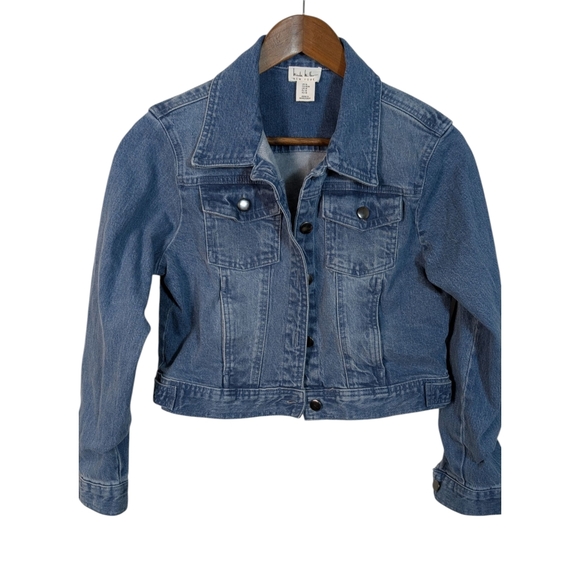 Nicole Miller New York Jean Denim Blue Cropped Jacket - Picture 1 of 8